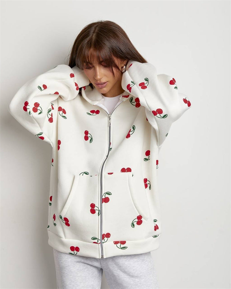 A printed sweater jacket