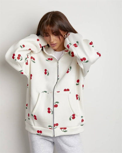 A printed sweater jacket