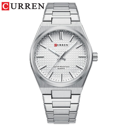 A 8439 Steel Strap Watch Simple Calendar Large Dial Business Watch Waterproof Boys Fashion