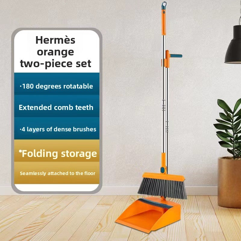 A folding broom dustpan combination set
