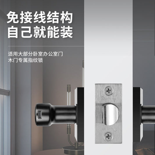 A Indoor Wooden Door Graffiti Fingerprint Lock One Grip Open Home Electronic Lock Spherical Smart Lock Combination Lock