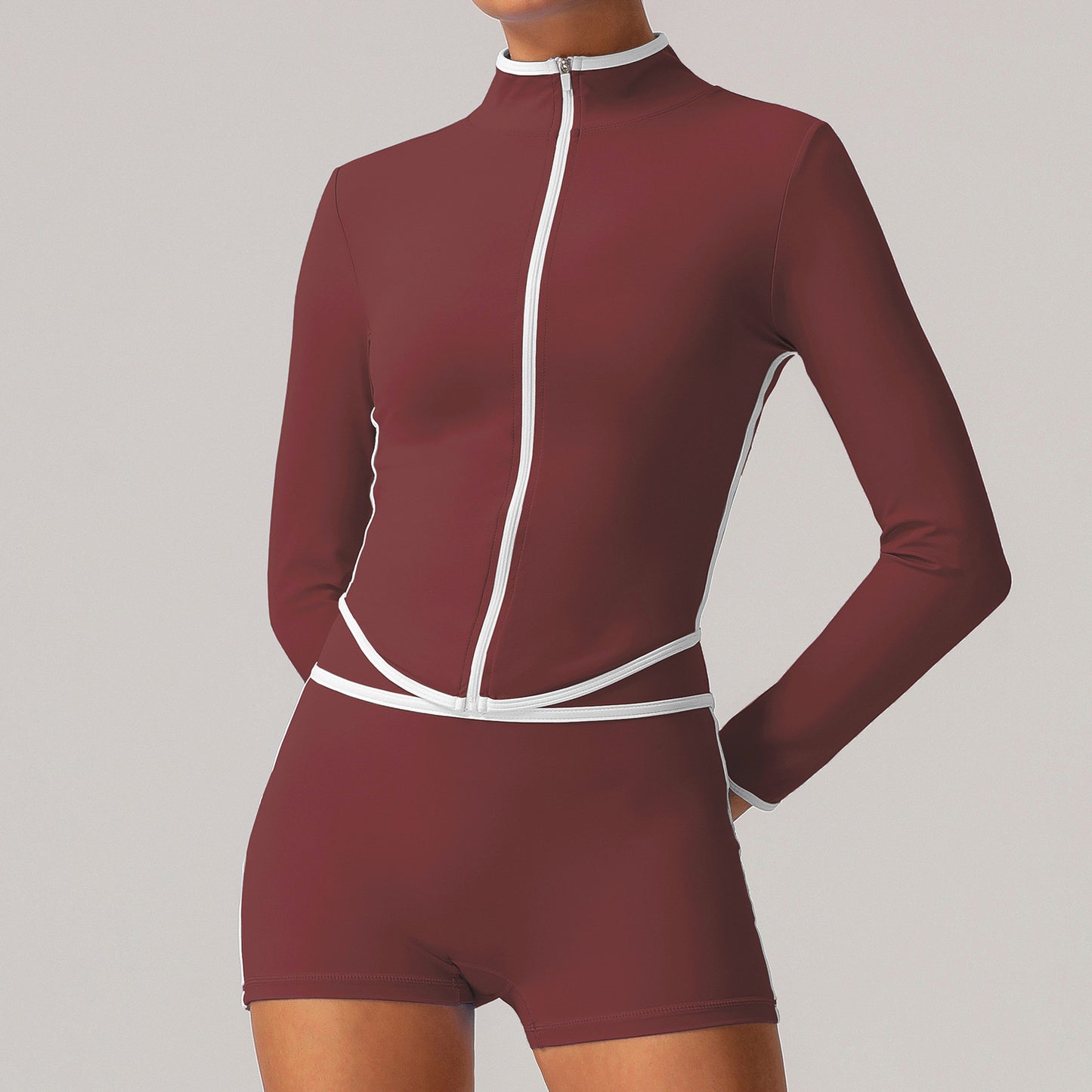 A sports suit women's contrasting colors, beautiful back, tight body, nude yoga suit, running fitness yoga suit