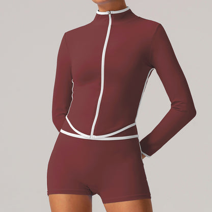 A sports suit women's contrasting colors, beautiful back, tight body, nude yoga suit, running fitness yoga suit