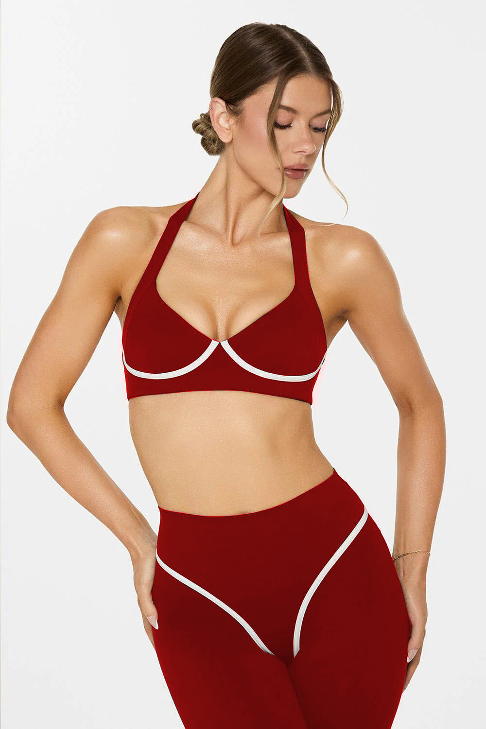 A new nude yoga jacket stand-up collar zipper fitness shaping waist short sports long sleeve cycling