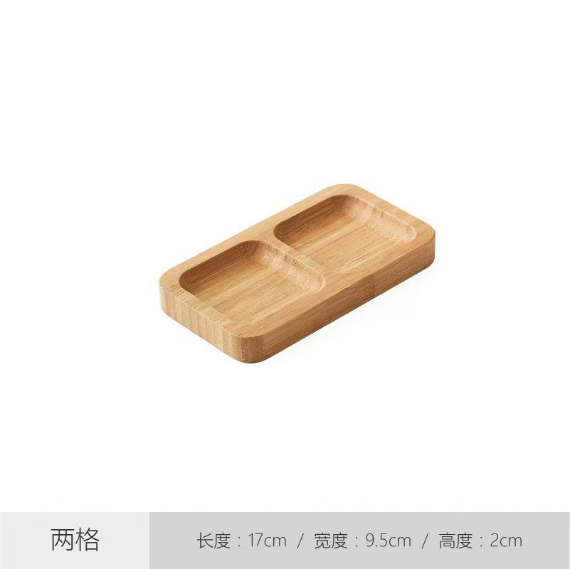 A Japanese-style bamboo and wood dried fruit plate