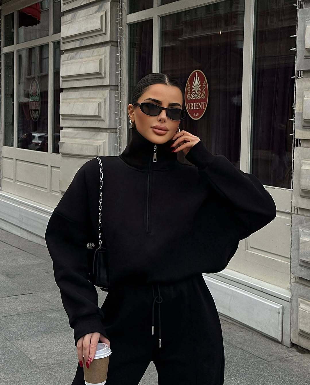 A sweater and trousers two-piece set