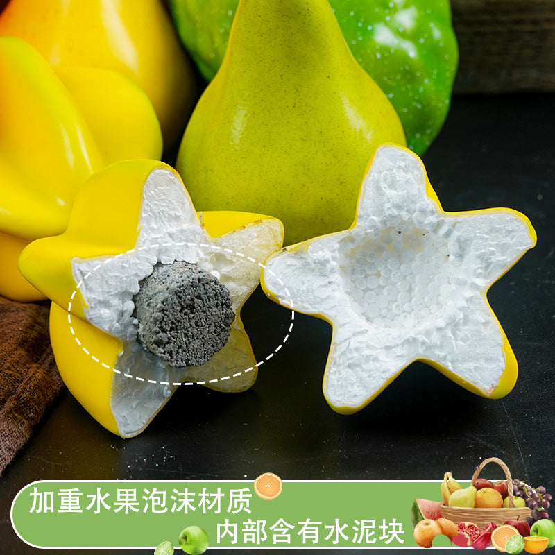 A simulation weighted fruit ornaments window display layout home decoration photography props fruit sakya fruit star fruit