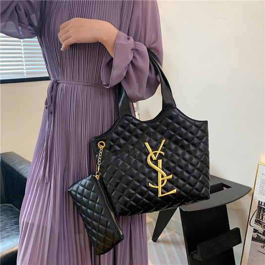 A new spring and summer handbag women's Korean version shoulder tote bag Internet celebrity embroidery thread diamond fashion large capacity Europe and the United States
