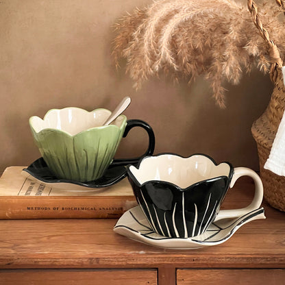 A flower ceramic cup
