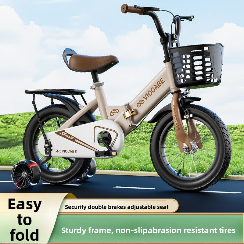 A children's bicycle is foldable