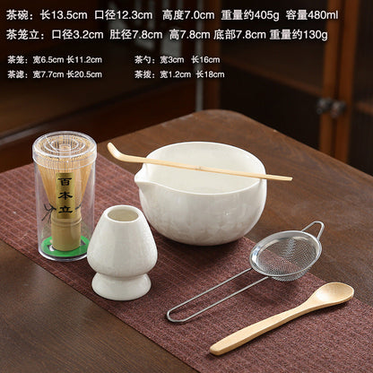 A crystal glaze cross-border ceramic matcha bowl tea beater tool set Japanese matcha brush Baibenli tea set combination