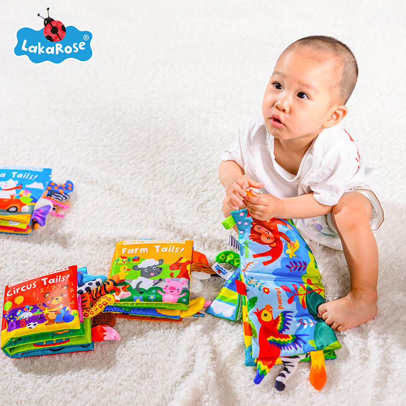 Animal Tail Cloth Book Baby Ringing Paper Cloth Book 0-1 Year Old Infant Toy Enlightenment Early Education Cloth Book