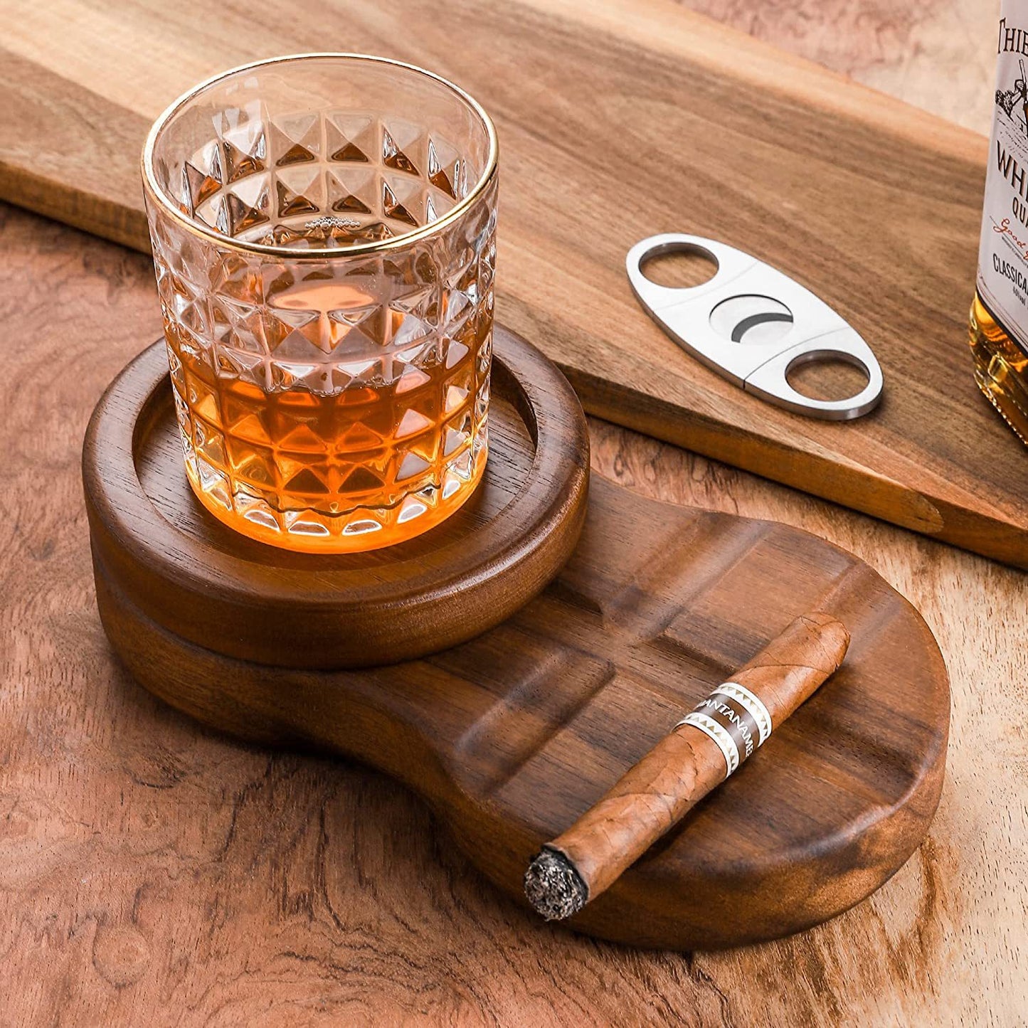 A whiskey cigar ashtray