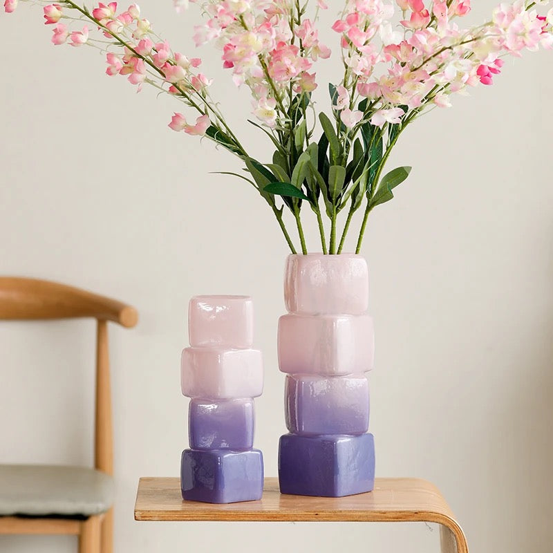 A glass advanced sense medieval creative geometric dining table decoration living room flower arrangement glass ornament