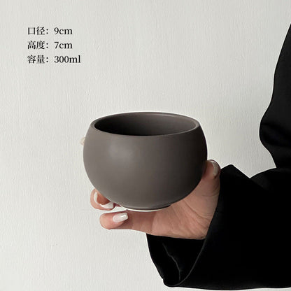 A retro egg-shaped cup frosted stone pattern ceramic cup latte coffee cup afternoon tea niche cappuccillola flower cup