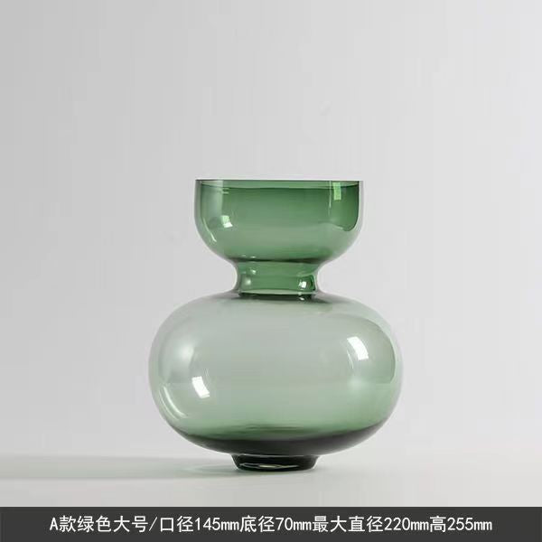 A Nordic light luxury gourd glass vase transparent big belly creative living room bedroom flower arrangement soft decoration ornament vase