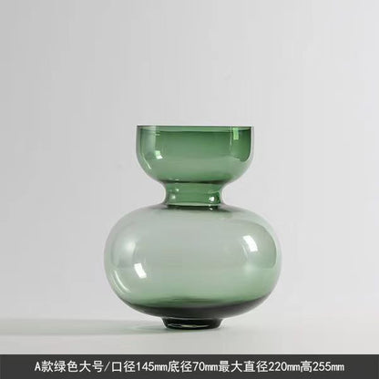 A Nordic light luxury gourd glass vase transparent big belly creative living room bedroom flower arrangement soft decoration ornament vase