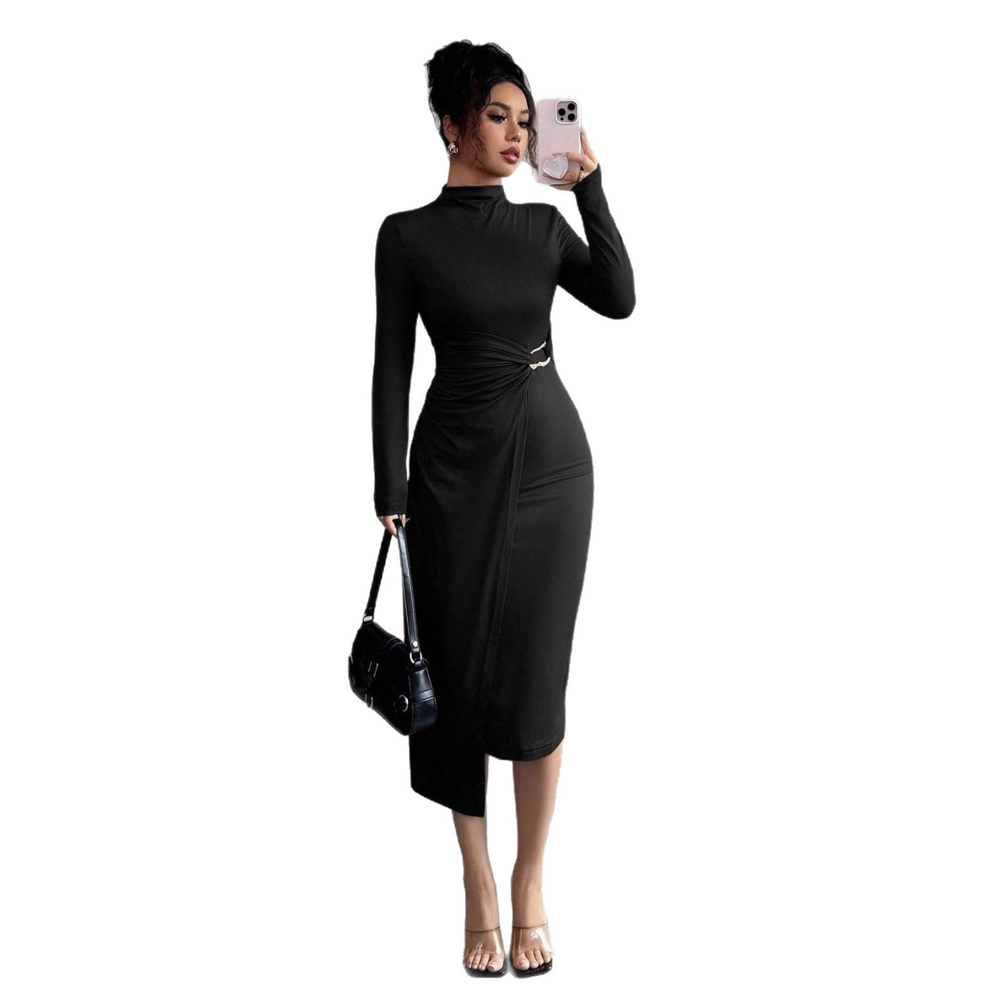 A long-sleeved dress