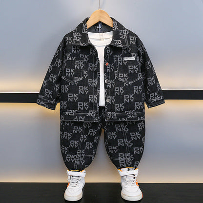 A children's suit denim two-piece set