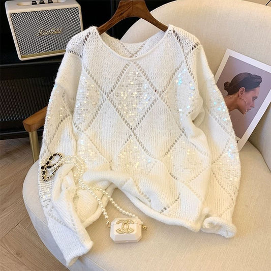 A sequined knit top