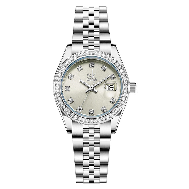 A SK watch women's waterproof zircon temperament quartz watch niche light luxury women's student watch