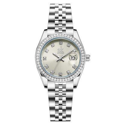 A SK watch women's waterproof zircon temperament quartz watch niche light luxury women's student watch