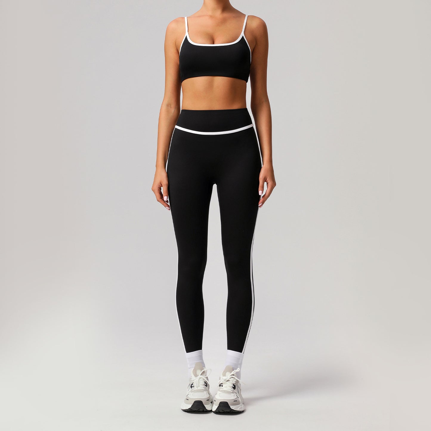 A sports suit women's contrasting colors, beautiful back, tight body, nude yoga suit, running fitness yoga suit