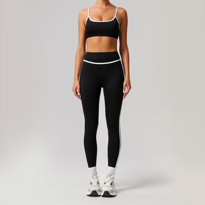 A sports suit women's contrasting colors, beautiful back, tight body, nude yoga suit, running fitness yoga suit