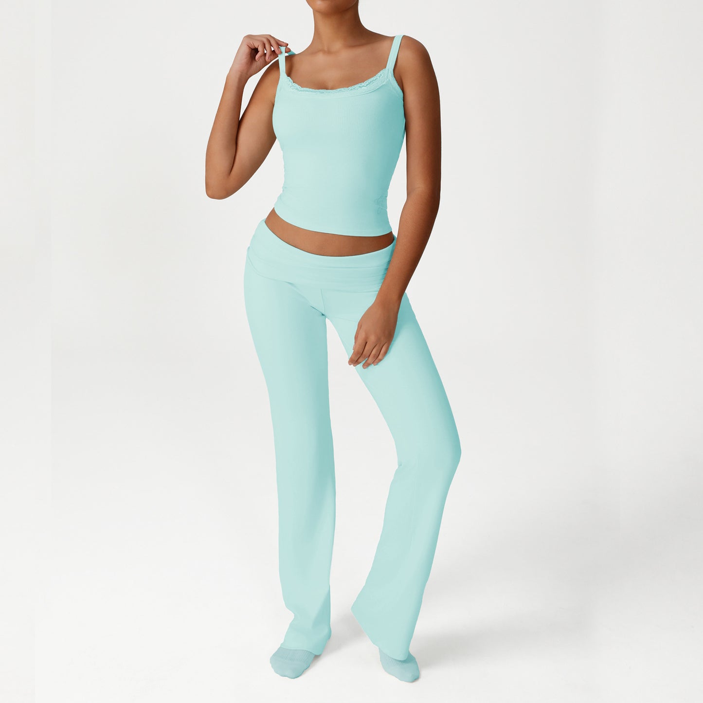 A Skin-friendly loungewear set Lace lace small suspender vest Sports casual wear trousers set