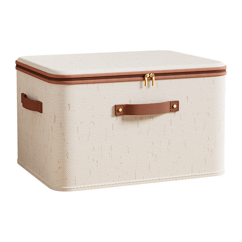 A cotton and linen zipper storage box