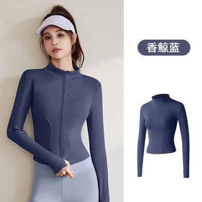 A Spring and Autumn Sports Jacket Long Sleeve Running Slim Fit High Elastic Fitness Yoga Clothing Top Jacket Women