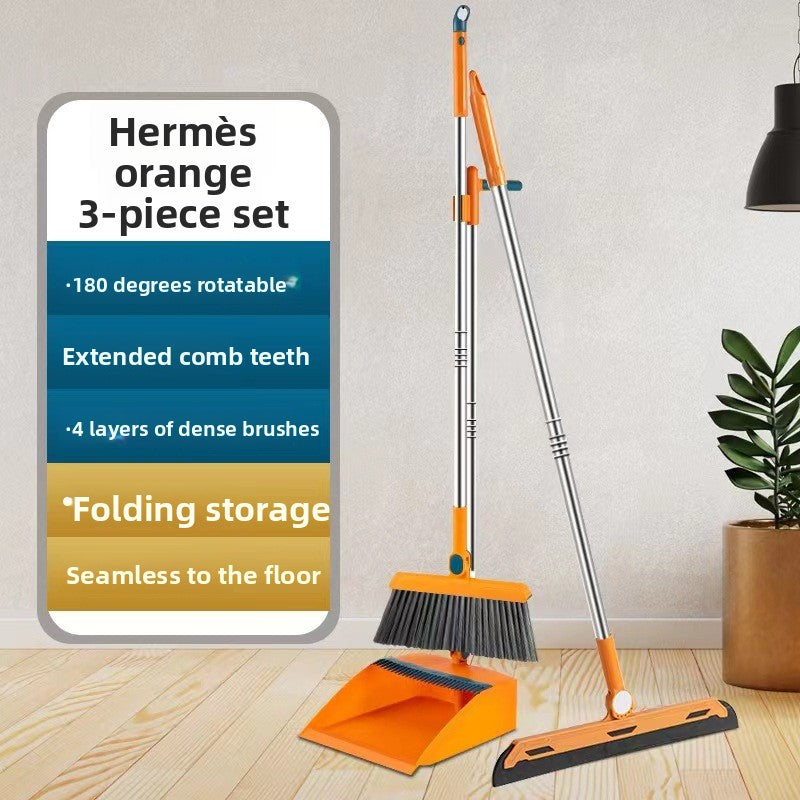 A folding broom dustpan combination set