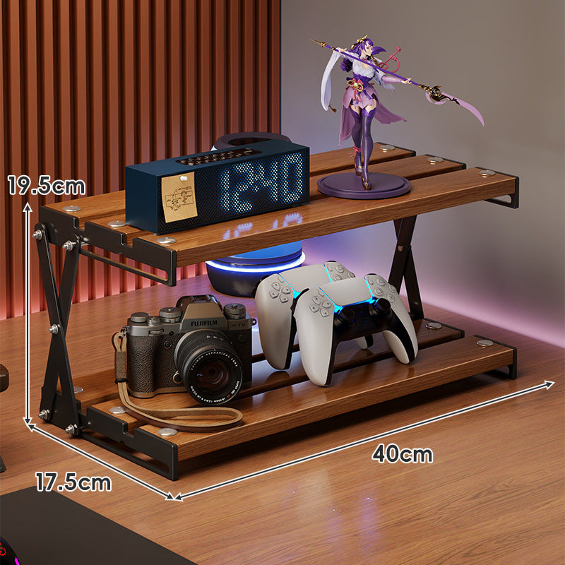 A tabletop shelf