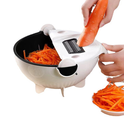 A Kitchen with hand guard vegetable cutter, potato wipe silk slicer, drain, round stainless steel vegetable cutter