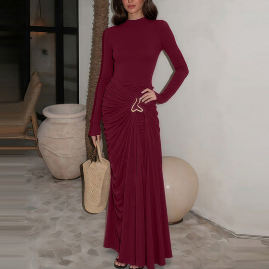 A long-sleeved dress