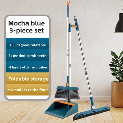 A folding broom dustpan combination set
