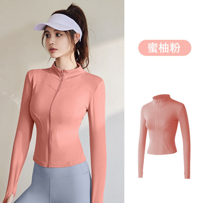 A Spring and Autumn Sports Jacket Long Sleeve Running Slim Fit High Elastic Fitness Yoga Clothing Top Jacket Women