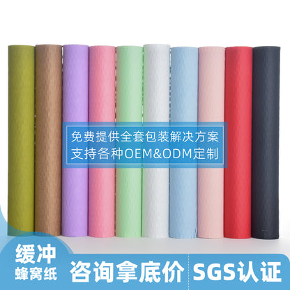 A Honeycomb Kraft Paper Roll Express Ceramic Wine Bottle Honeycomb Paper Bouquet Gift Box Buffer Eco-friendly Grid Wrapping Paper