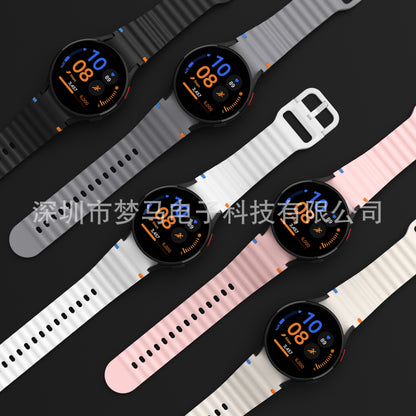 A Suitable for Samsung watch7/FE original wave stitching color buckle silicone strap universal watch654 strap
