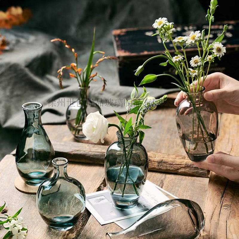 A Nordic simple and creative mini vase ins wind glass water flower cultivator living room desktop decoration small ornament