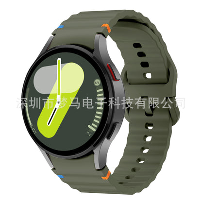 A Suitable for Samsung watch7/FE original wave stitching color buckle silicone strap universal watch654 strap