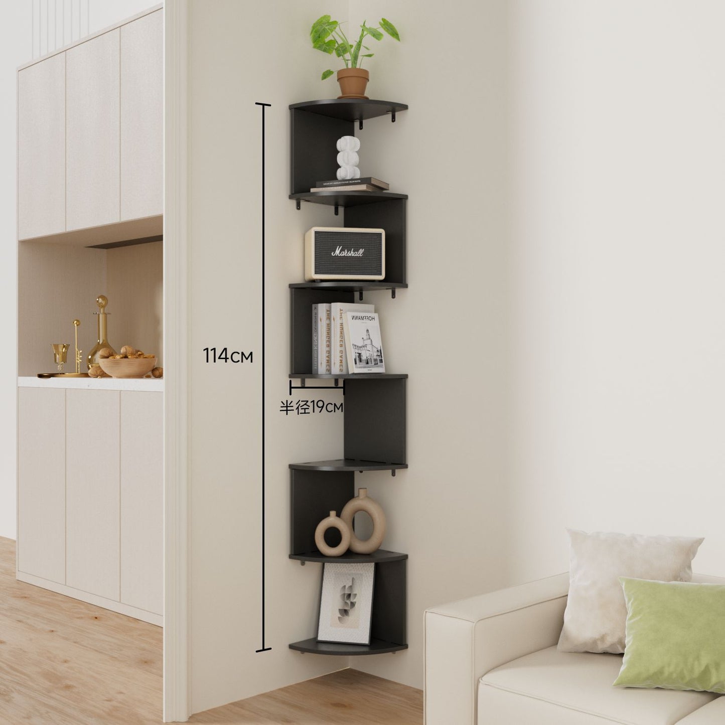 A Corner Shelf Corner Moisture-proof No Punching Wall Bedroom Wall Corner Bookshelf Kitchen Triangle Cabinet Storage Rack