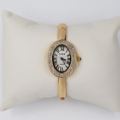A new watch women's rose gold diamond ring, light luxury, high-end niche design, oval bracelet watch explosion