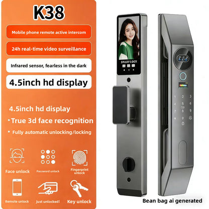 A door fingerprint lock tuya smart lock password lock mobile phone tuya smart cat's eye anti-theft door handle thickening