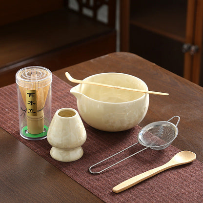 A crystal glaze cross-border ceramic matcha bowl tea beater tool set Japanese matcha brush Baibenli tea set combination