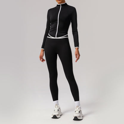 A sports suit women's contrasting colors, beautiful back, tight body, nude yoga suit, running fitness yoga suit