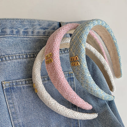 A French small fragrant style high skull top headband women's autumn and winter high-end headdress wide edge headband