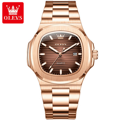 Custom watch design A Square Nautilus Steel Belt Luminous Quartz Watch