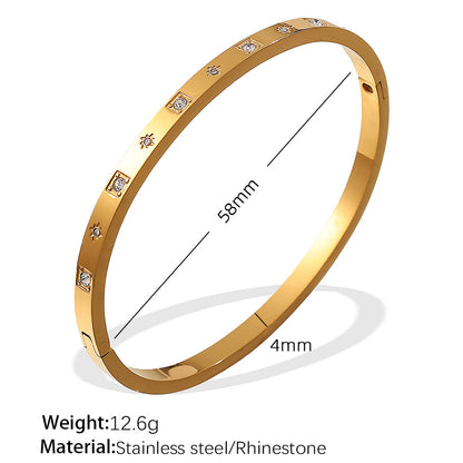 A European and American hot selling ins style titanium steel bracelet hexagram star snap buckle bracelet 18k gold-plated stainless steel zircon bracelet