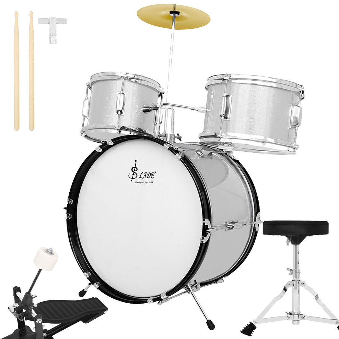 A foreign trade children's drum kit practice drum beginner test playing jazz drum 3 drum 1 cymbal percussion instrument early education gift